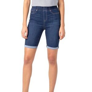 Liverpool Chloe Bermuda Pull On Stretch Jean Shorts Size 2 26 Blue Rolled